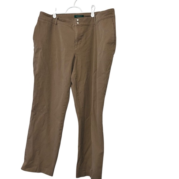 Ralph Lauren women’s Connor pants brown flat front chino stretch 18W stretch - Picture 1 of 3
